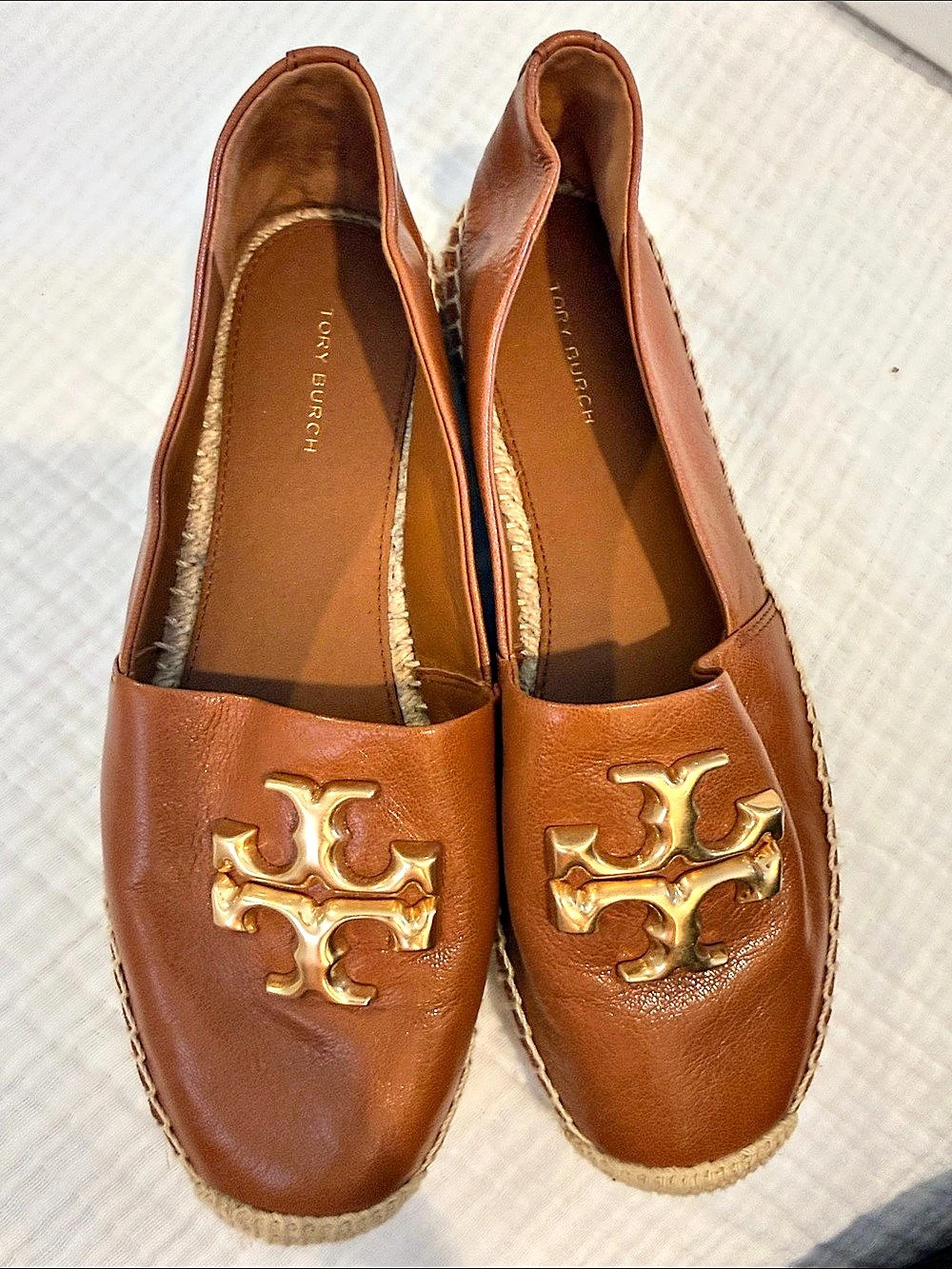 Tory Burch Ines Espadrille Brown Leather-Style Espadrille Flats